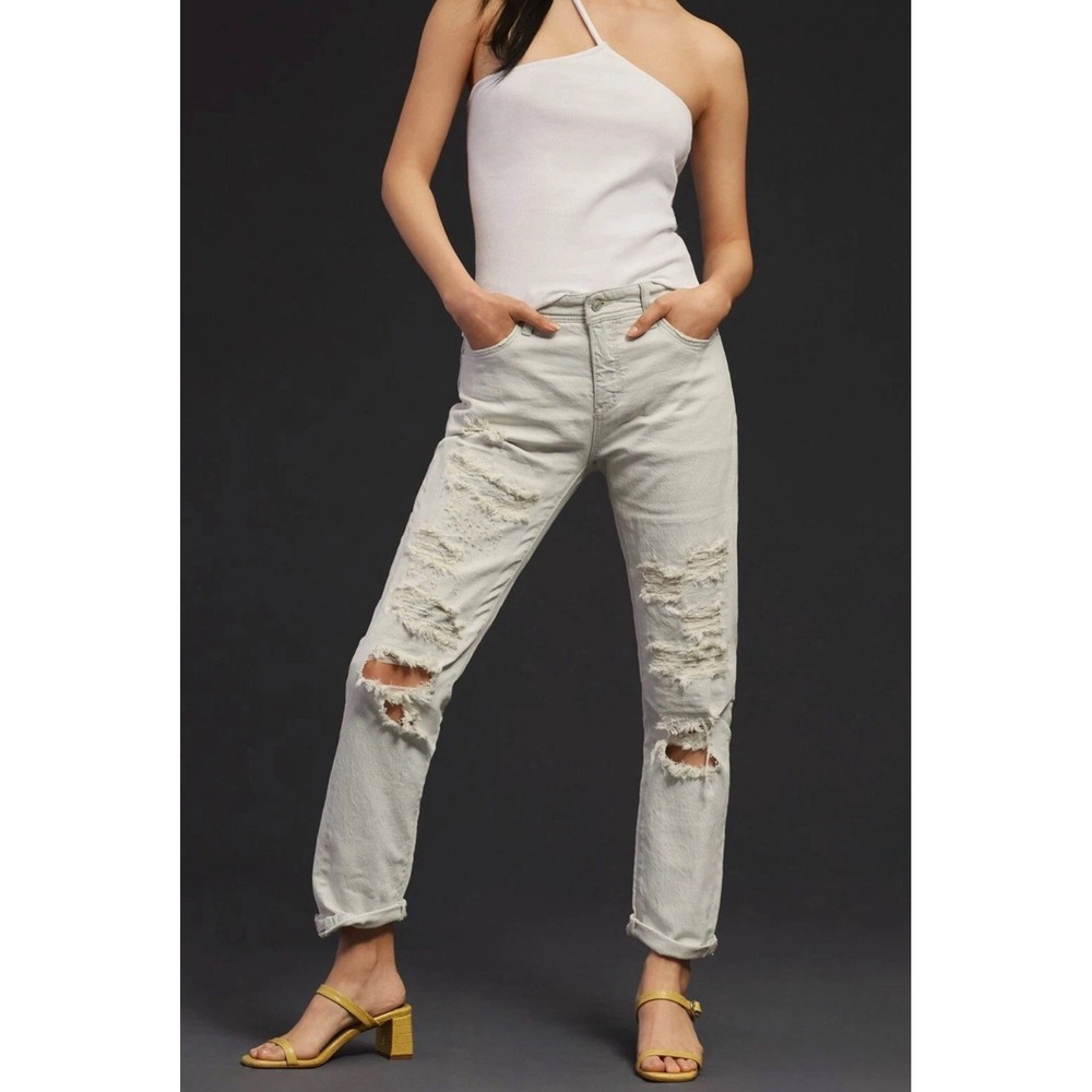 Anthropologie PILCRO Light Ocean Studio SLIM BOYFRIEND‎ Destroyed Jeans 27-Used
